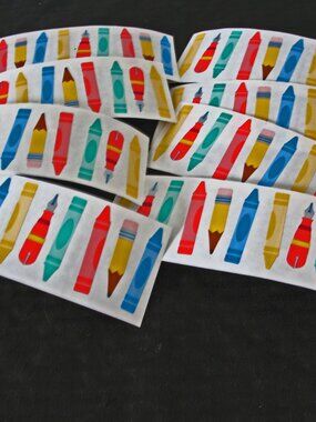 mrs grossman LOT -- 8 Strips MRS. GROSSMAN STICKERS--Crayons.